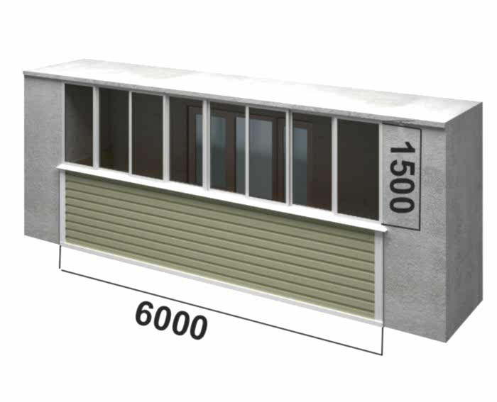 Пластиковое теплое остекление 6000x1500