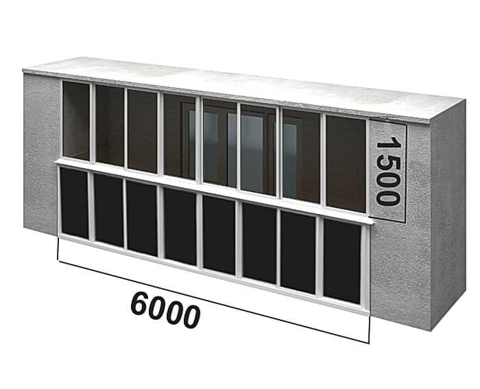 Французское остекление 6000x1500