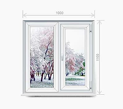 двухстворчатое окно 1000*1100 Veka