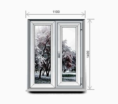 двухстворчатое окно 1100*1400 Veka