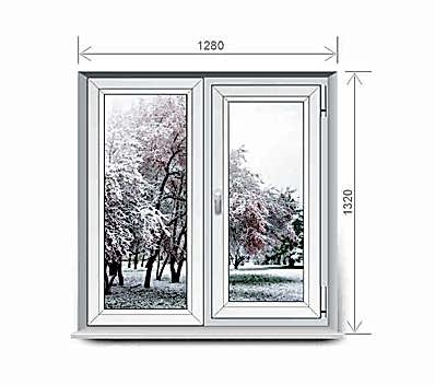 двухстворчатое окно 1300*1400 Veka