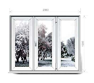 трехстворчатое окно 2060*1300 Veka